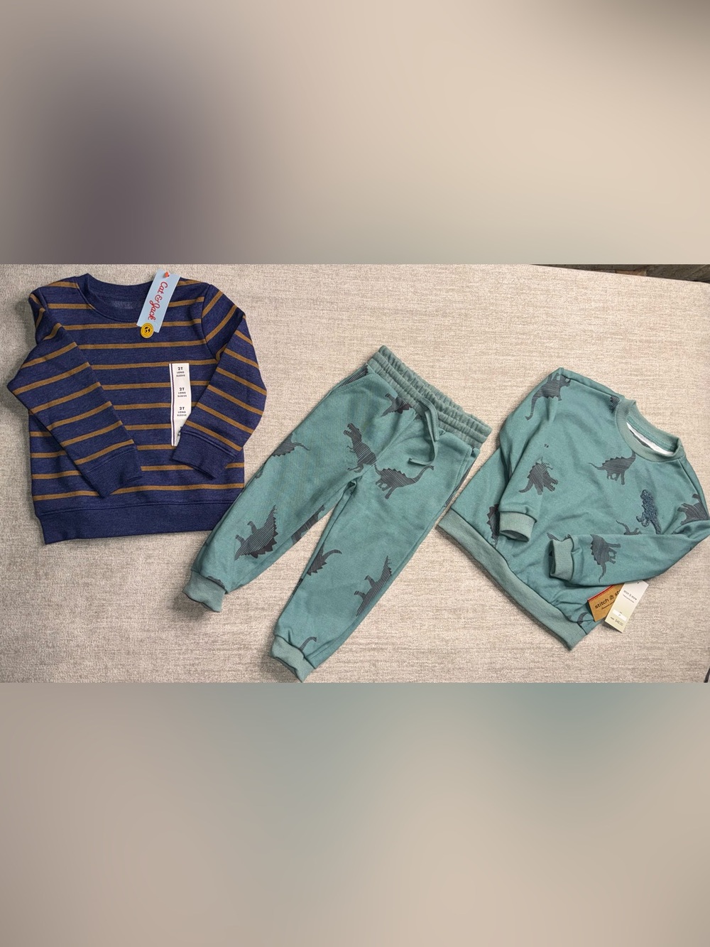 NWT Boys 2T 3 Piece Bundle Cat & Jack Stitch & Stone Sweatshirts Pants
